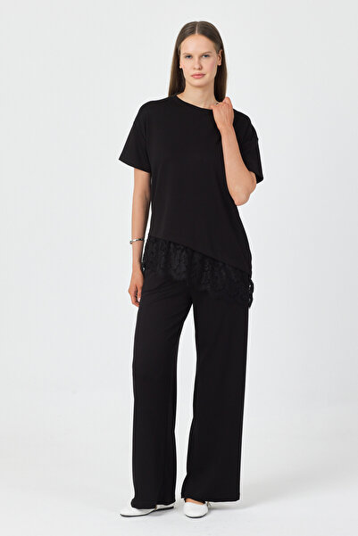 queencity Women's Modal Fabric Lace Detail Double Set