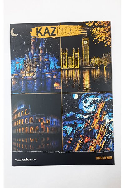 ydn 4'lü KazBoz Scratch Drawing Art Kazıma Sanatı Hobi Seti Model 3