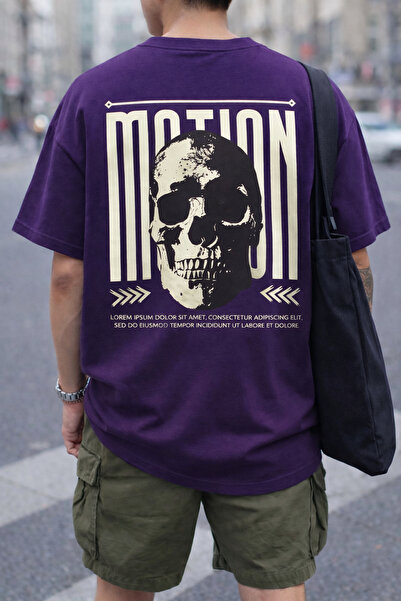 ArtYus Μπλουζάκι Unisex Oversize με στάμπα Motion Skull στην πλάτη – Βαμβακερ...