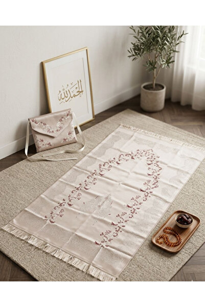 Lotus Dükkan İnci Serisi, Jakarlı, Çantalı Parlak Seccade – JKRSC – 05 – Gül ...