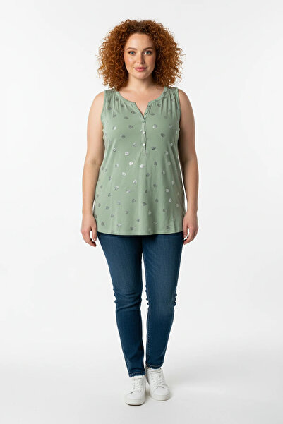 Shape Of You Αμάνικη μπλούζα με στάμπα από ασημένιο φύλλο και κουμπιά