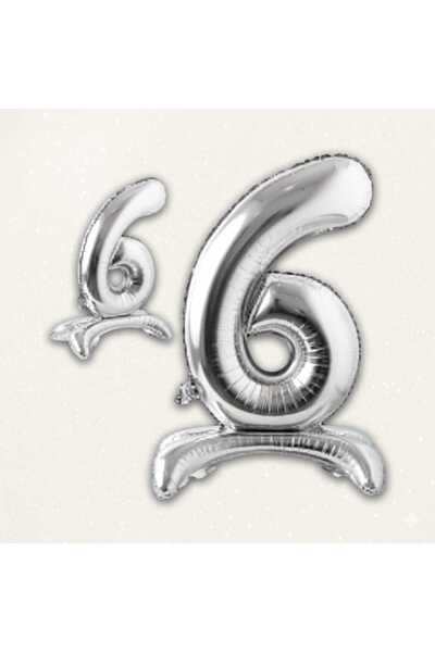 DEHAPARTY 6 Year Old Silver Footed Foil Number Balloon 70 cm Birthday Party D...