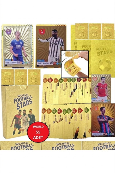 TÜTSÜ SEPETİ Football Player Gold Card Flexible and Shiny 55 Pieces Card Foot...