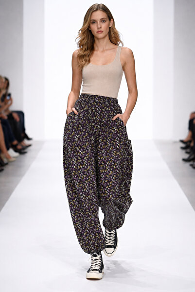 hoaryage Παντελόνι Shalwar με διχτυωτό φλοράλ σχέδιο από φανέλα Dividin 100% ...