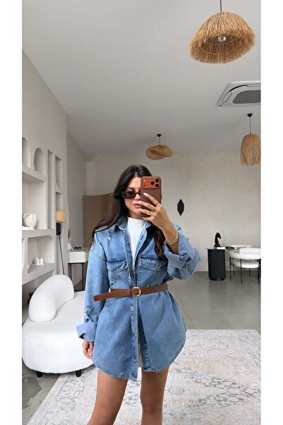 Buket Teke Ανδρικό τζιν πουκάμισο με αντίκες λεπτομέρειες και στυλάτο σχέδιο