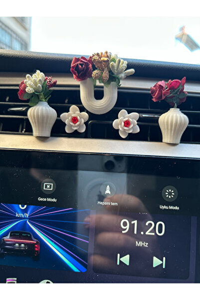 tredihome 5'li Set Beyaz U Saksı Beyaz Lotus Çiçek Araç Klima Süsü - Araba İç...