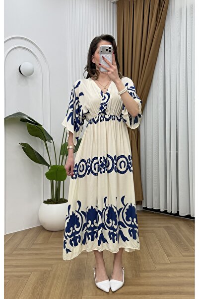 R-Style Patterned Double-breasted Dress
