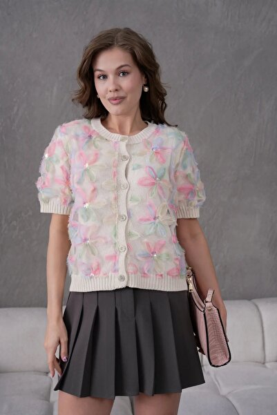 Park Karon 8513 Γυναικεία ζακέτα από 100% βαμβάκι με λεπτομέρεια από δαντέλα ...