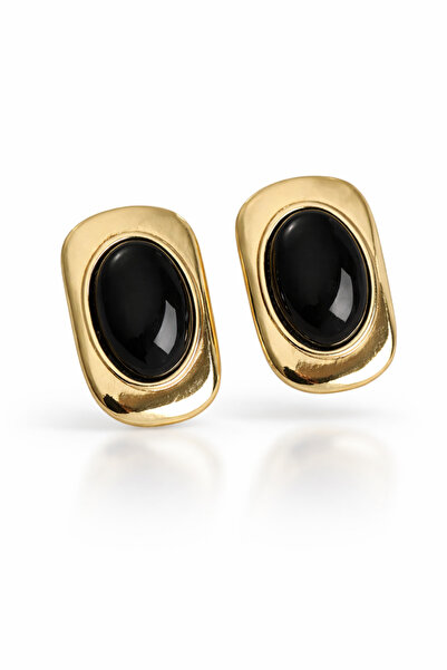 serelya Brass Black Color Square Model Vintage Women's Earrings
