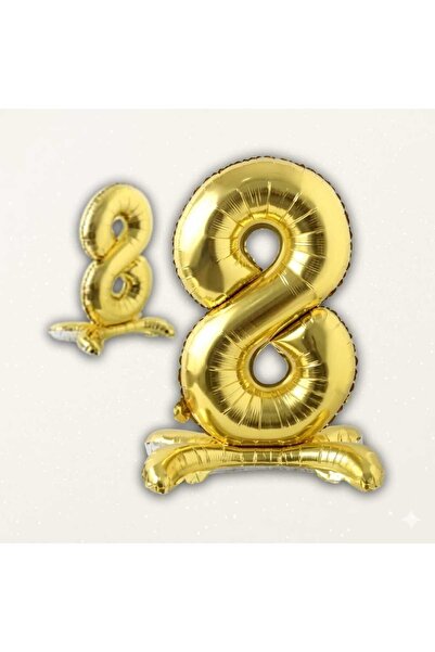 DEHAPARTY 8 Year Old Gold Footed Foil Number Balloon 70 cm Birthday Party Dec...