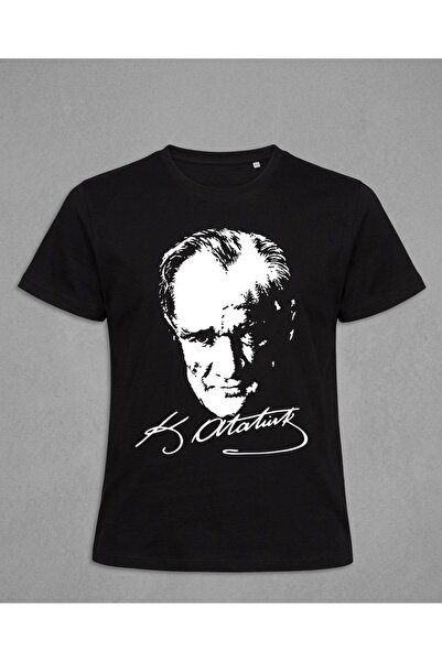 BMNAKIŞBASKI Atatürk Baskılı Kırmızı Çocuk Tişört Unisex Pamuklu Günlük T-Shirt
