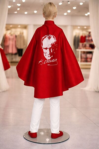 BMNAKIŞBASKI Atatürk İmzalı Baskılı Beyaz Pelerin Unisex Şık Tasarım