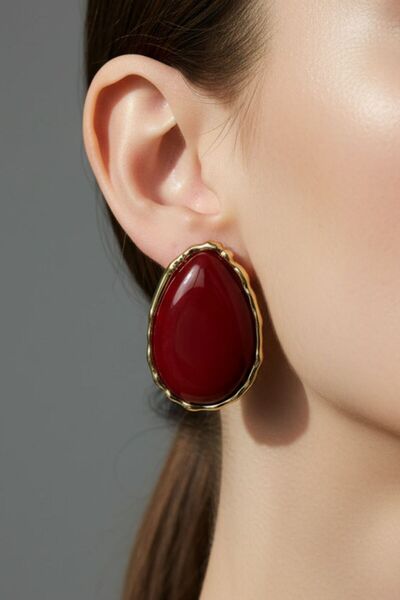 BHR AKSESUAR Burgundy Drop Earrings (3 cm)