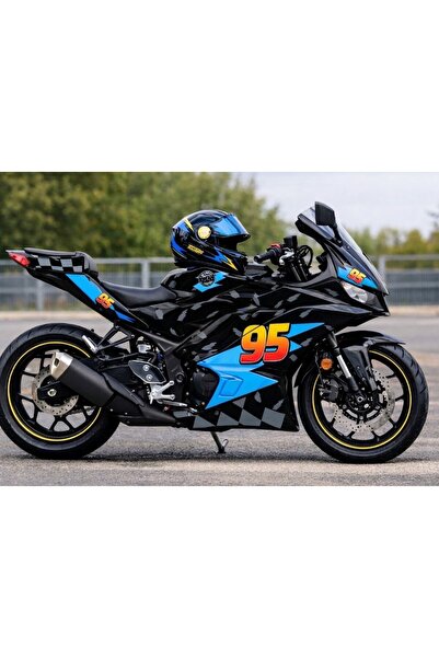 KAPLAMA MERKEZİ Yamaha r25 Dinoco blue Şimşek McQueen kaplama folyo sticker set