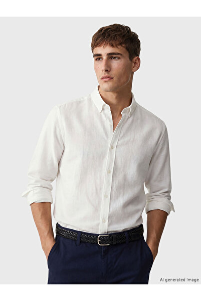 LC Waikiki Ecru Regular Fit Dobby Men's Shirt