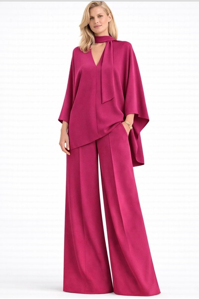 ALYEL NAKER Kimono Sleeve Detailed Blouse & Wide Leg Pants Top & Bottom Set