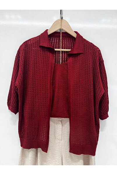 sumoda Γυναικεία κοντομάνικη ζακέτα Mercerized με διχτυωτό γιακά πόλο, ανοιξι...