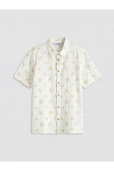 LC Waikiki Rmz Gi̇yi̇m Farkiyla Embroidered Muslin Boys' Shirt