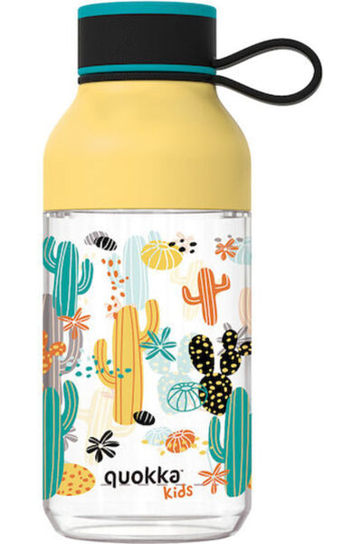 Quokka Πλαστικό Παγούρι Ice Kids Κάκτος σε κίτρινο χρώμα 430ml