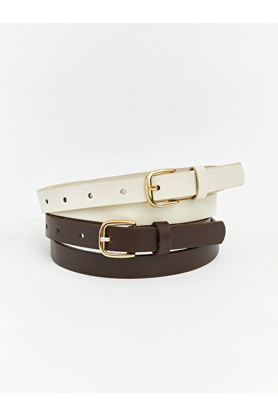 LC Waikiki Ozmarka New Season Women's Leather Look Belt 2-Pack
