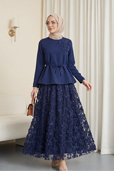 Modamorfo Εισαγόμενο σετ κρεπ με οργάντζα και τούλι, με λουλούδια και ζώνη στ...