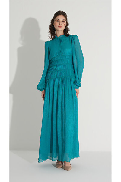 miha Hicran Önal Dress with Ribbed Details Green