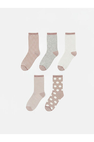 LC Waikiki Rmz Gi̇yi̇m Farkiyla Polka Dot Women's Socks 5-Pack