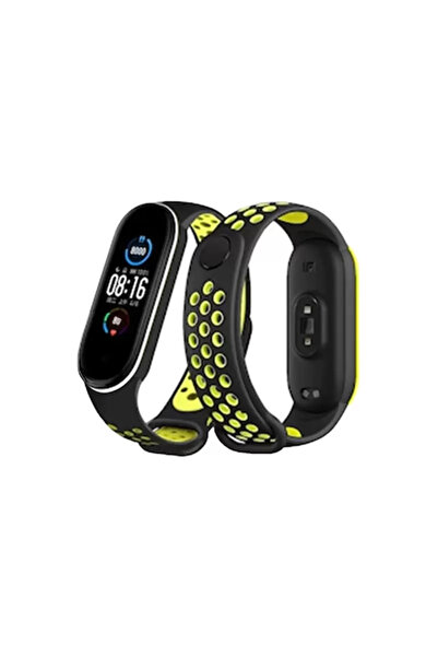 Beta Moda Hub Newface Xiaomi Mi Band 4 حزام رياضي مثقوب - أسود-أخضر-أبيض