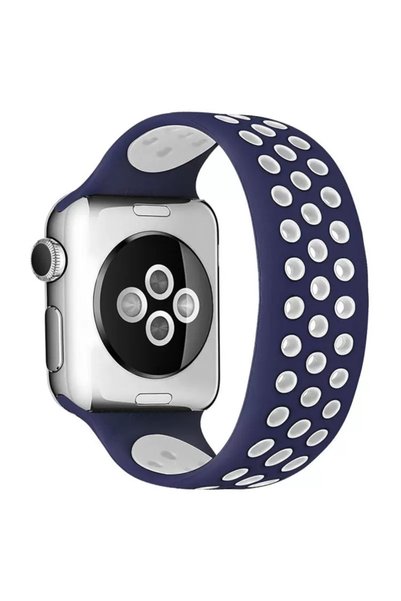 Generic Brand Apple Watch 42mm Adjustable Perforated Silicone Band - Navy Blu...