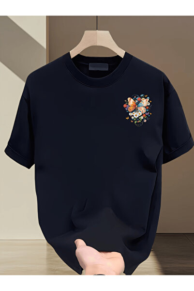 one button Tricou supradimensionat premium pentru bărbați, cu imprimeu mini c...