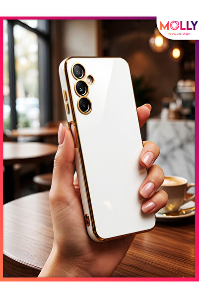Molly Luxury Silicone Case for Samsung Galaxy M14 with Pearl White Edges and ...