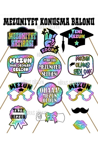 Hiras Dizayn Σετ 13 πολύχρωμων γυαλιών για selfie για το πάρτι αποφοίτησης το...