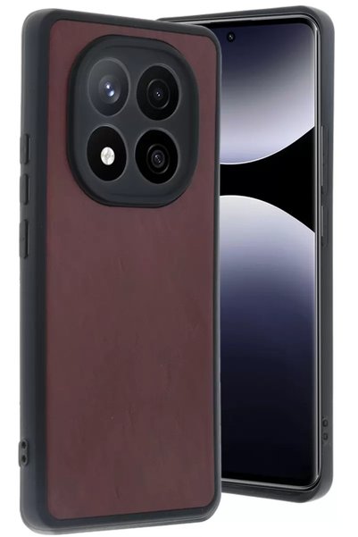 Generic Brand Xiaomi Redmi Note 14 Pro 5g Case Aras Leather Cover - Claret Red