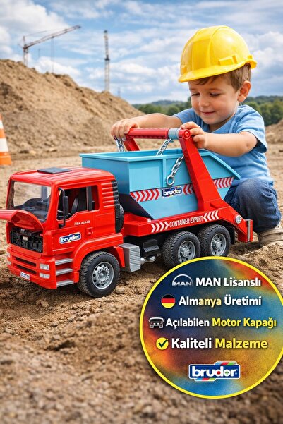 TOYFEST Bruder MAN TGA Yükleyici Kamyon BR02741 Konteyner Taşıyıcı Lisanslı O...