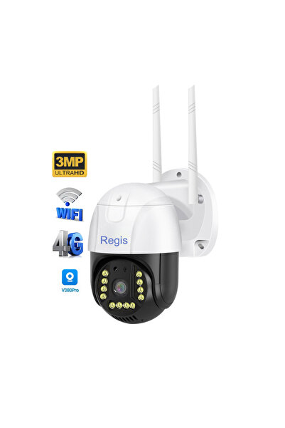 Regis V 380 pro 3 MP Outdoor Wifi 4G Sim Card CCTV Security Camera