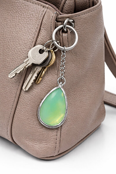 HER ŞEY NOTA www.herseynota.com Natural Aventurine Stone Metal Keychain I Gre...