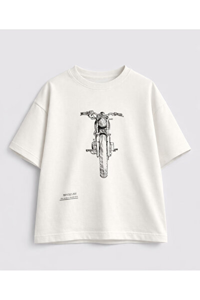 BALKABAĞI Μπλουζάκι μοτοσικλέτας για αγόρια, μεγάλο μέγεθος, 100% βαμβάκι εκρ...
