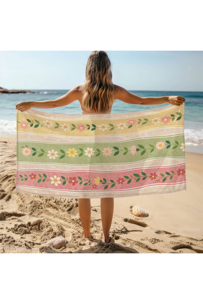 Piloji Summer Floral Beach Towel 75X150 cm Large Size - Soft Textured Sea Towel