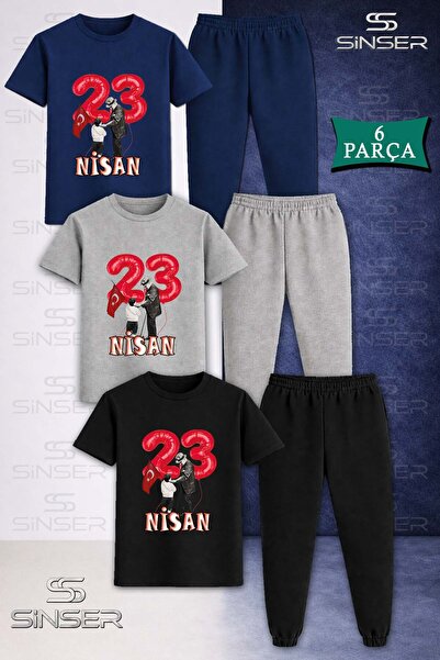 SS SİNSER Παιδικό σετ φούτερ και μπλουζάκι ATA COCUK 23 ΑΠΡΙΛΙΟΥ 3 τεμαχίων