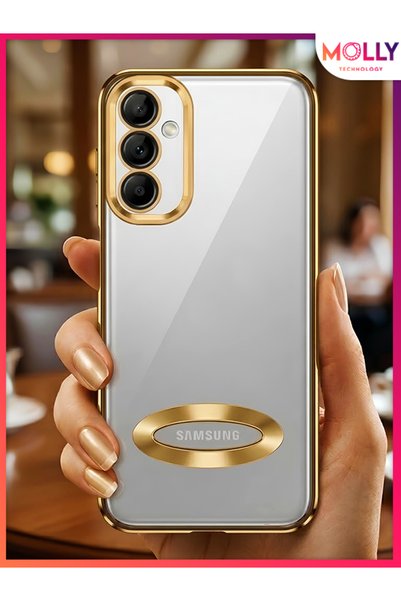 Molly Lou Laser Transparent Silicone Case with Gold Lens Protector for Samsun...