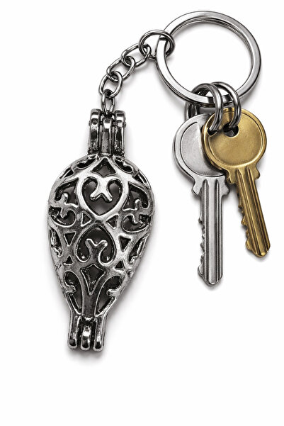 HER ŞEY NOTA www.herseynota.com Silver Color Cage Patterned Unisex Keychain T...