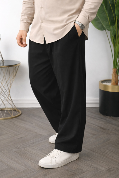 beuivo Men's Sofia Linen Baggy Wide Comfortable Loose Cut Waist Tie Pants