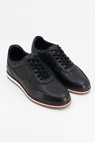 VARNAS Men's Black Genuine Leather Daily Casual Lace-Up Rubber Sole Shoes – P...
