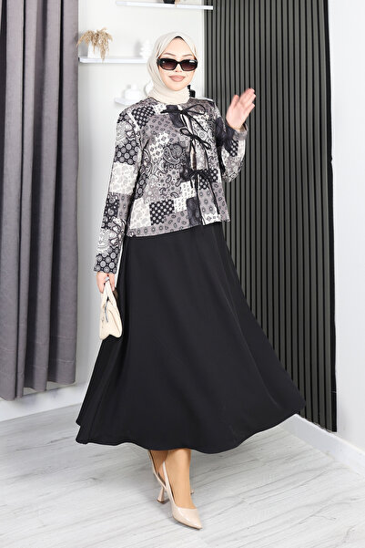 PIOVE Set de rochii cu imprimeu pentru femei, stil hijab – Set lung elegant c...