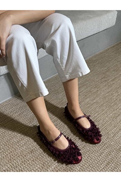 diclepolat Γυναικεία παπούτσια μπαλαρίνας από τούλι με λεπτομέρειες σε μπορντ...