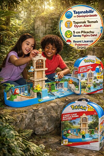 TOYFEST Pokémon Taşıma Çantası Dövüş Harabeleri Oyun Seti Sırt Çantası 5 cm P...