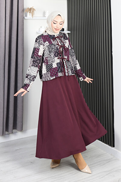 PIOVE Set de rochii cu imprimeu pentru femei, stil hijab – Set lung elegant c...