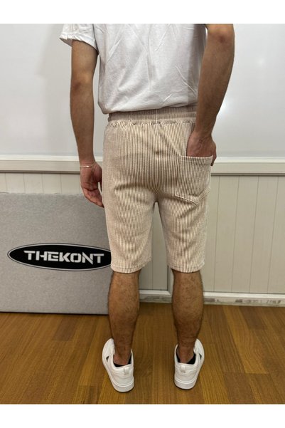 UygunModa Su Yolu Shorts with Striped Back Pocket Detail (Su Yolu Fabric)