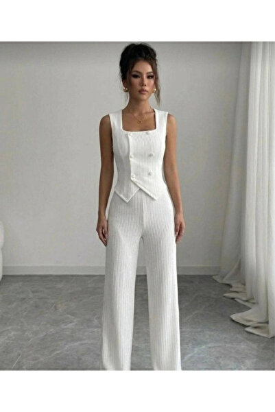 Butik Women's Buttoned Wrinkled Fabric Suit