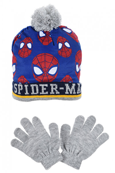 SPIDERMAN Χειμερινό σετ 2 τεμαχίων, Χοντρό σκουφί και γάντια, Σπάιντερ-Μαν